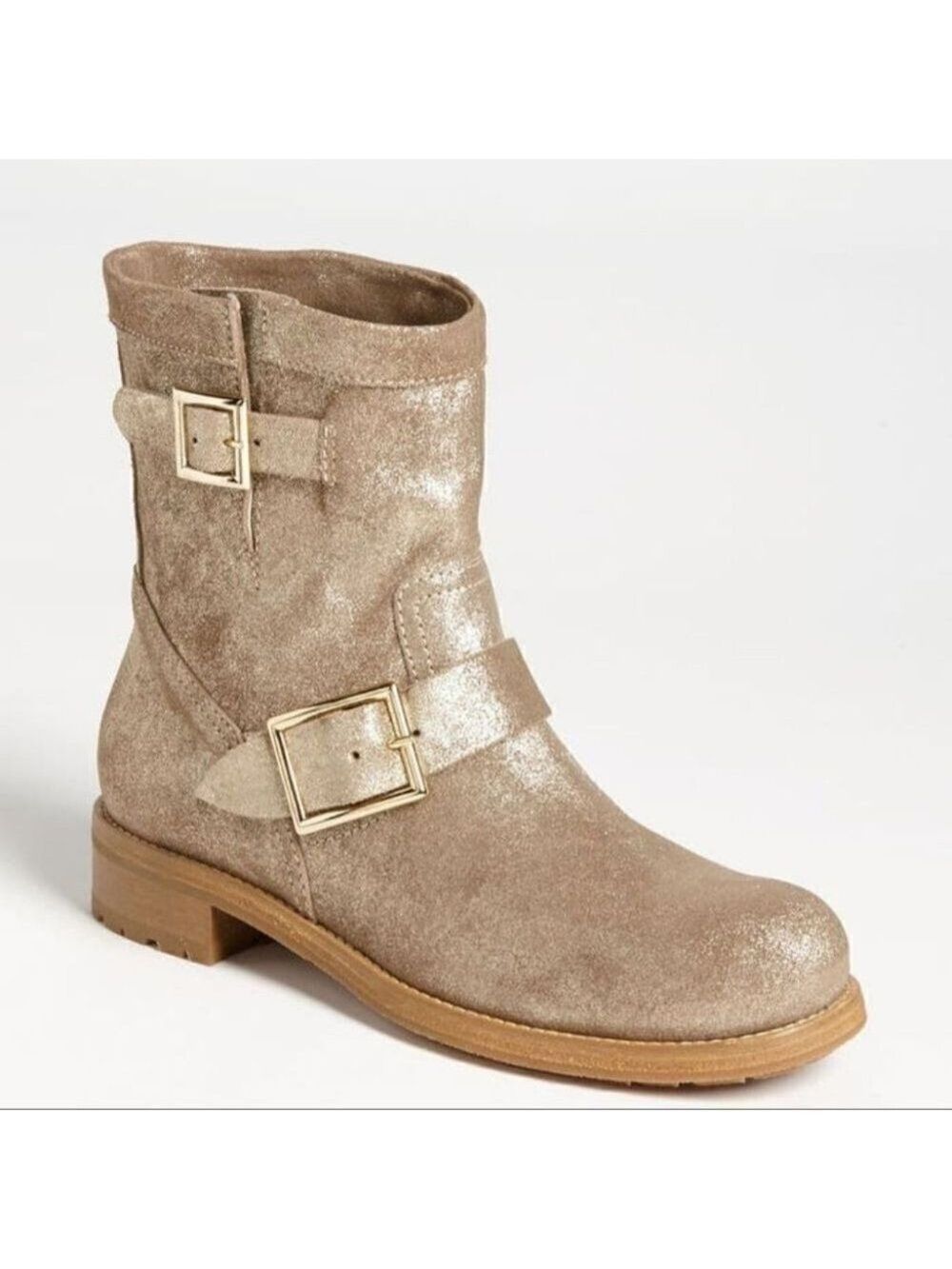 JIMMY Choo | 'Youth' Biker Boot in Metallic Suede